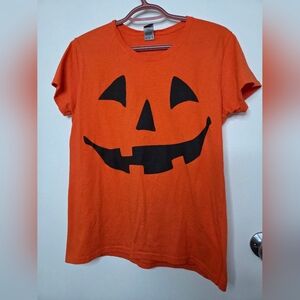 Gildan Orange Tee with Black Pumpkin Design